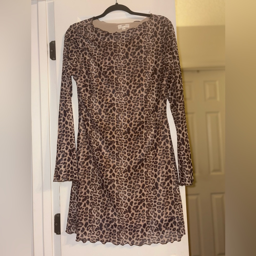 Cheetah Print Long Sleeve Dress